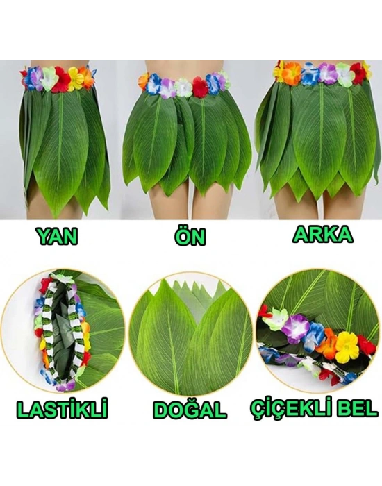 Tropikal Esintili Hawaii Yapraklı Parti Eteği Çocuk Boy