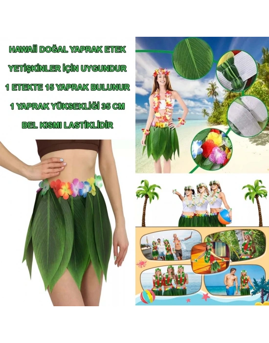 Tropikal Esintili Hawaii Yapraklı Parti Eteği Yetişkin Boy