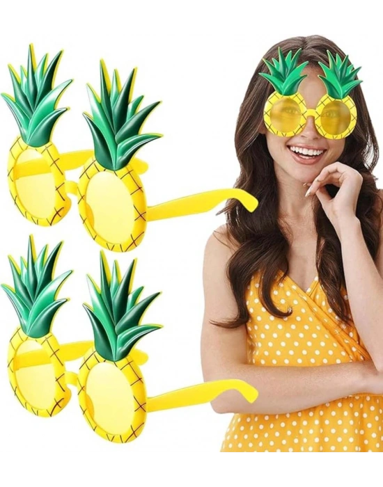 Tropikal Hawaii Ananas Şekilli Parti Gözlüğü 9.5 x 14 cm