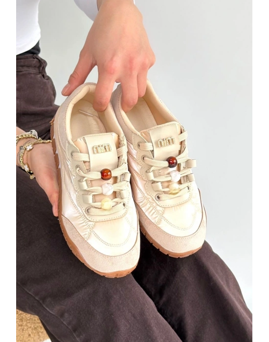 Tues Bej Nubuk Bağcıklı Spor Ayakkabı