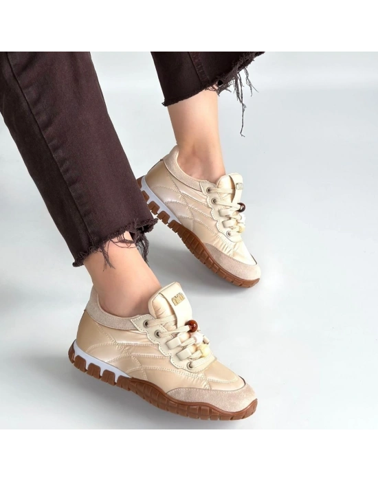 Tues Bej Nubuk Bağcıklı Spor Ayakkabı