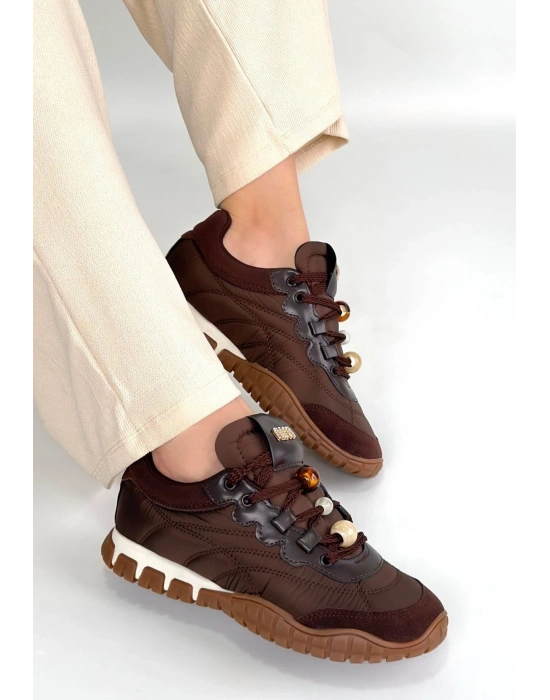 Tues Kahverengi Nubuk Bağcıklı Spor Ayakkabı