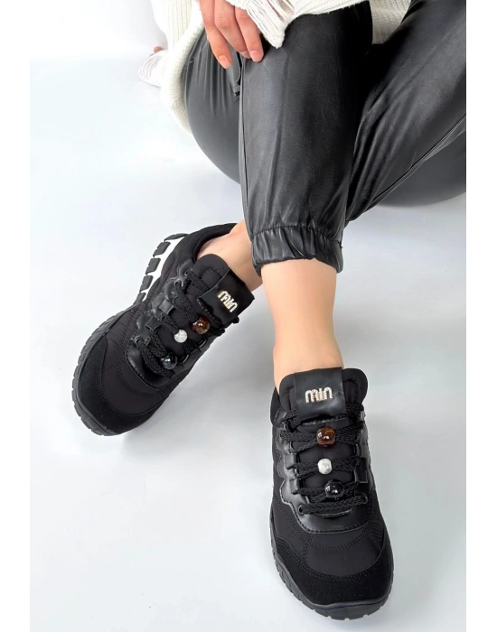 Tues Siyah Nubuk Bağcıklı Spor Ayakkabı