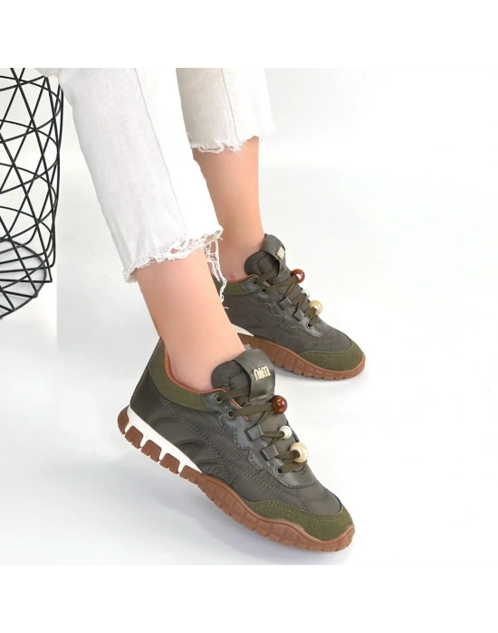 Tues Yeşik Nubuk Bağcıklı Spor Ayakkabı