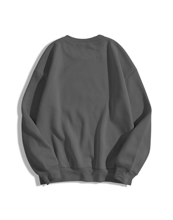 Unisex Basic Bisiklet Yaka Sweatshirt Hoodie
