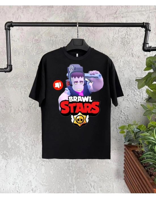 Unisex Bisiklet Yaka Kısa Kol Baskılı Çocuk T-Shirt - Siyah