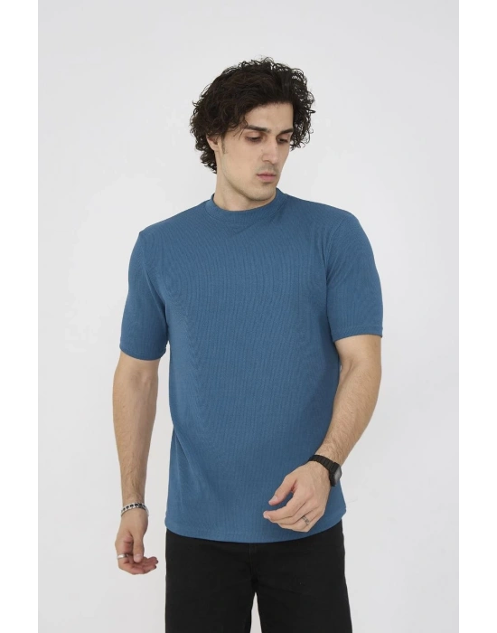 Unisex Bisiklet Yaka Slim fit T-Shirt- Turkuaz