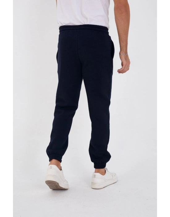 Unisex Kışlık Üç İplik Lastikli Eşofman Pantolon - Lacivert