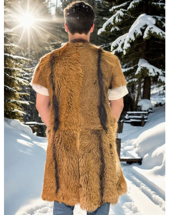 Unisex Kolsuz Uzun Yelek - Kahve