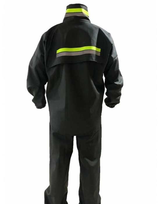 Unisex Tam Kalıp Motorcu Kurye Su Gecirmez Yağmurluk Takım - Siyah