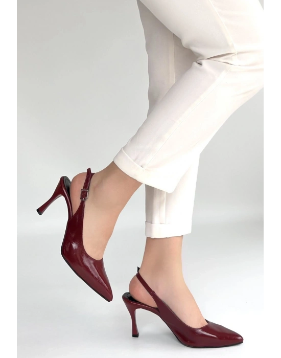 Uster Bordo Rugan Topuklu Ayakkabı