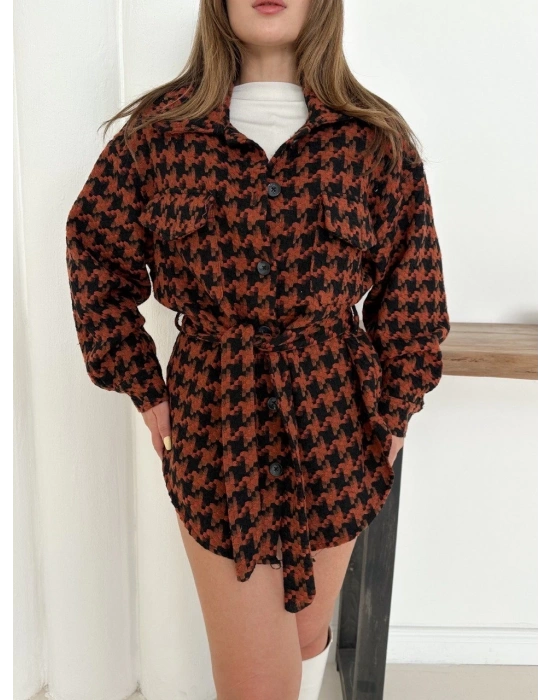 Uzun kaşe gömlek kahvesiyah st255812