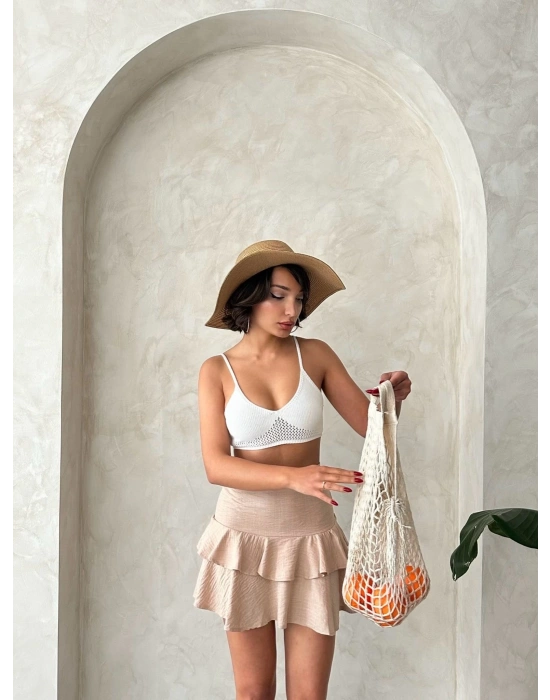 Valonlu fırfırlı etek s24681