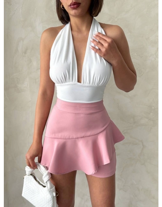 Valonlu fırfırlı şort s24683