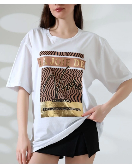 Varak çizgili Oversize tişört