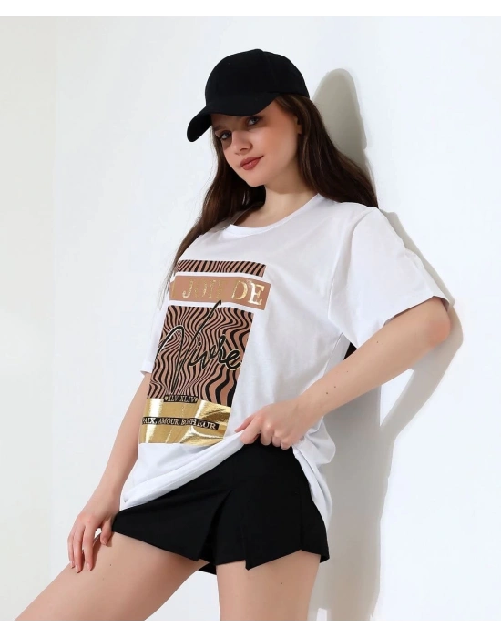 Varak çizgili Oversize tişört