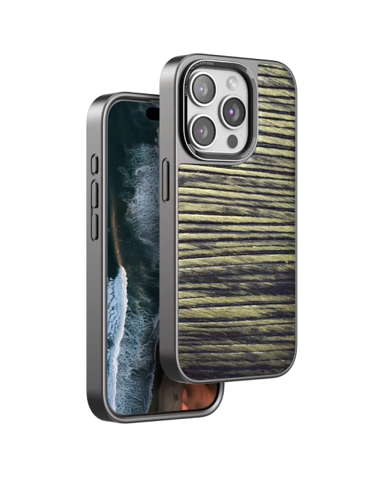 Venco iPhone 14 Pro Wave Kapak - Koyu Kahve