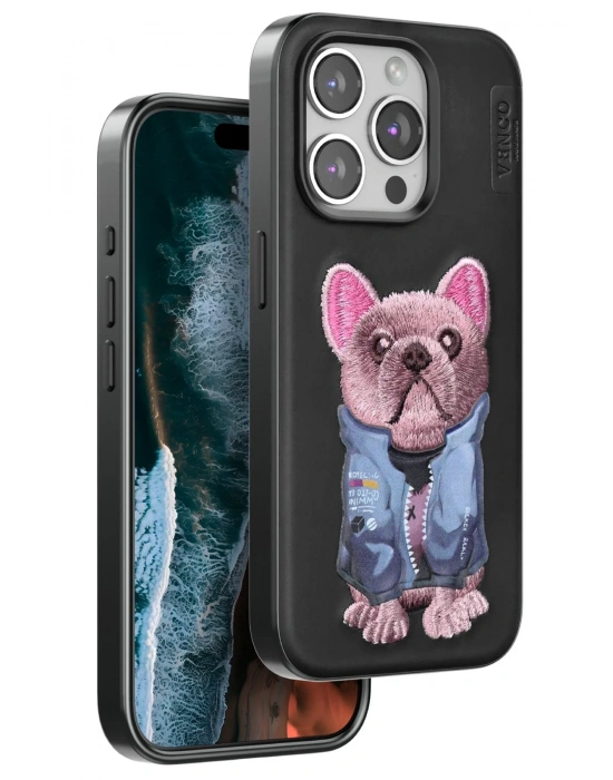 Venco iPhone 15 Pro Max Cute Desenli Kapak - Siyah