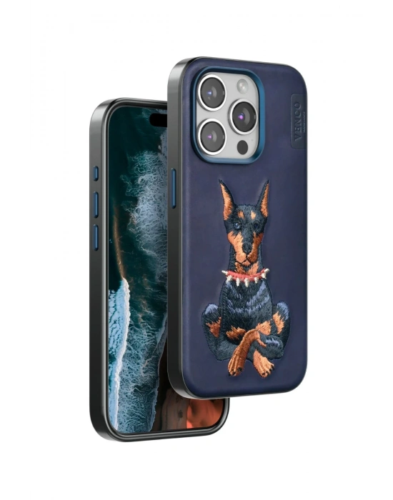 Venco iPhone 15 Pro Perma Desenli Kapak - Lacivert