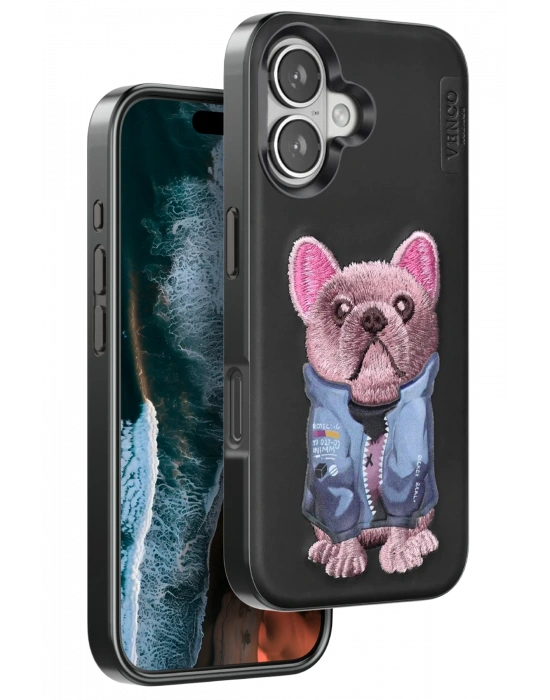 Venco iPhone 16 Cute Desenli Kapak - Siyah