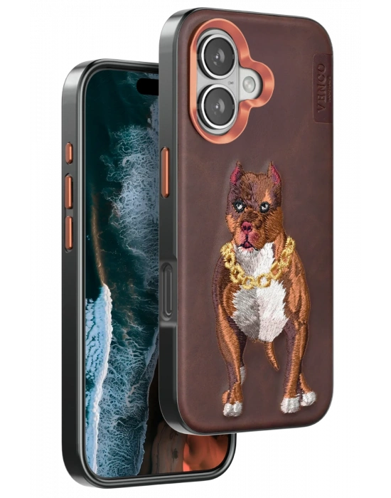 Venco iPhone 16 Perma Desenli Kapak - Kahverengi