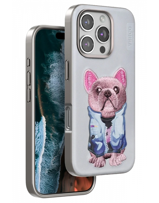 Venco iPhone 16 Pro Cute Desenli Kapak - Kahverengi