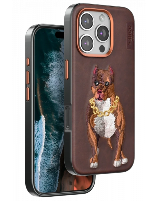 Venco iPhone 16 Pro Perma Desenli Kapak - Kahverengi