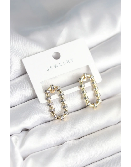 Vintage Model Halka Zirkon Taşlı Kadın Küpe