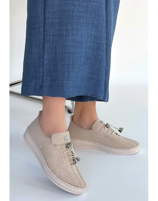 Warte Bej Süet Bağcıklı Spor Ayakkabı