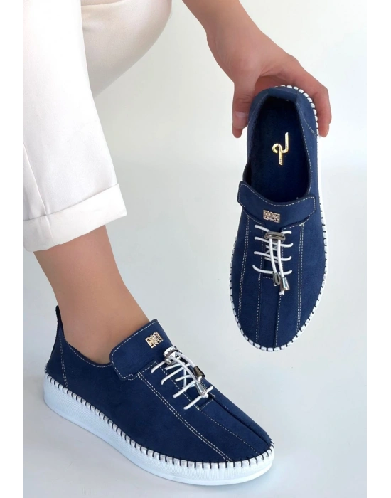 Warte Lacivert Süet Bağcıklı Spor Ayakkabı