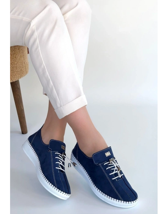 Warte Lacivert Süet Bağcıklı Spor Ayakkabı