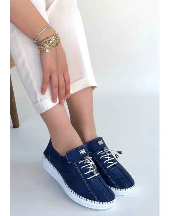 Warte Lacivert Süet Bağcıklı Spor Ayakkabı