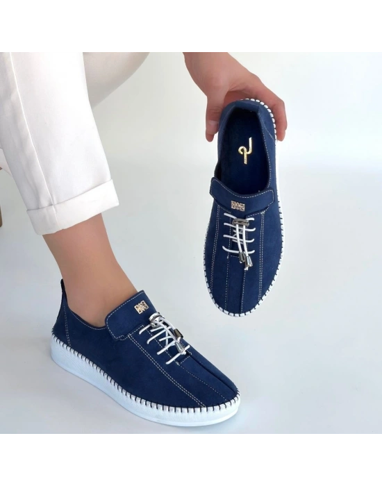 Warte Lacivert Süet Bağcıklı Spor Ayakkabı