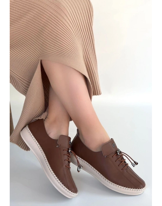 Warte Taba Deri Bağcıklı Spor Ayakkabı