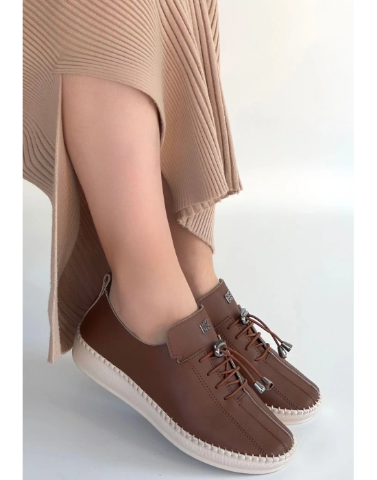 Warte Taba Deri Bağcıklı Spor Ayakkabı