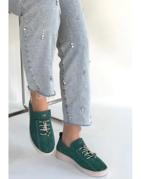 Warte Yeşil Süet Bağcıklı Spor Ayakkabı