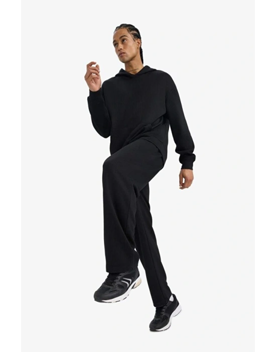 Wide Leg Cepli Geniş Paça Dokulu Eşofman Altı