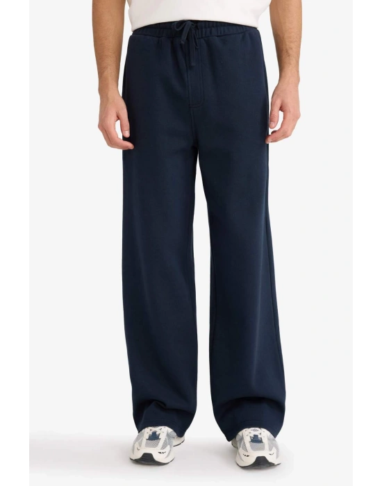 Wide Leg Geniş Bol Paça Beli Bağcıklı Pike Eşofman Altı F8524AX25AU