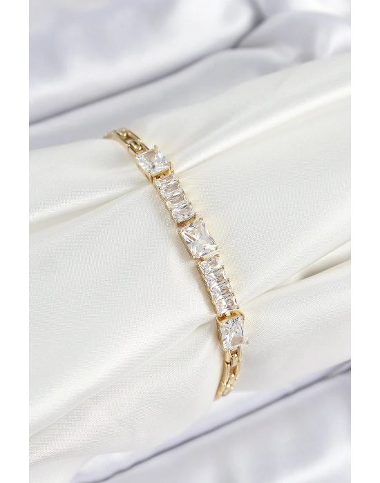 Xuping Pirinç Parçalı Su Yolu Model Gold Renk Kadın Bileklik