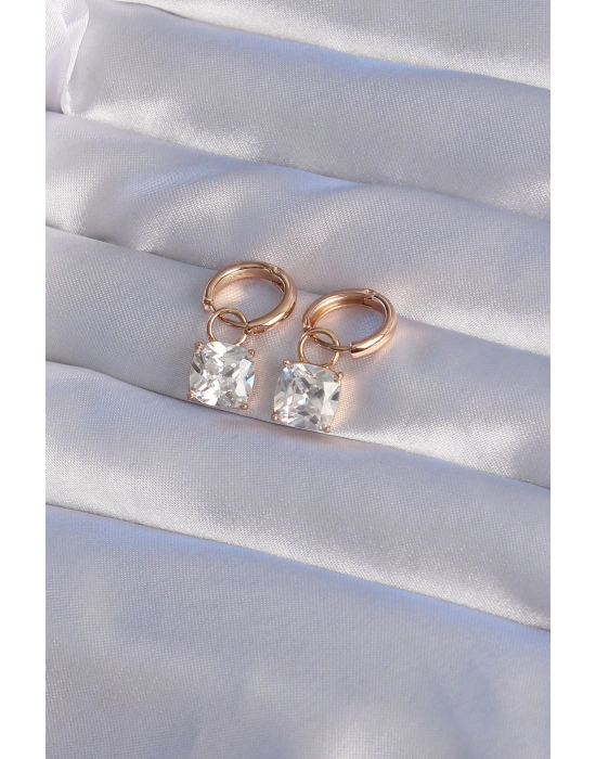 XUPİNG Rose Renk Zirkon Taşlı Halka Küpe