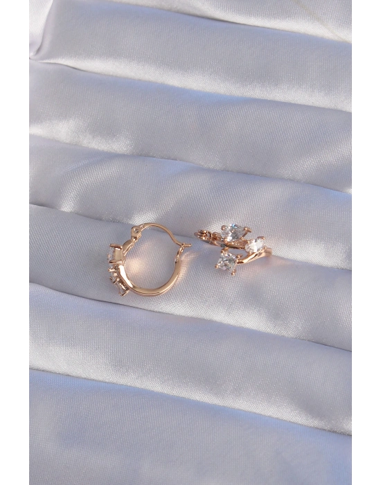 XUPİNG Rose Renk Zirkon Taşlı Halka Küpe