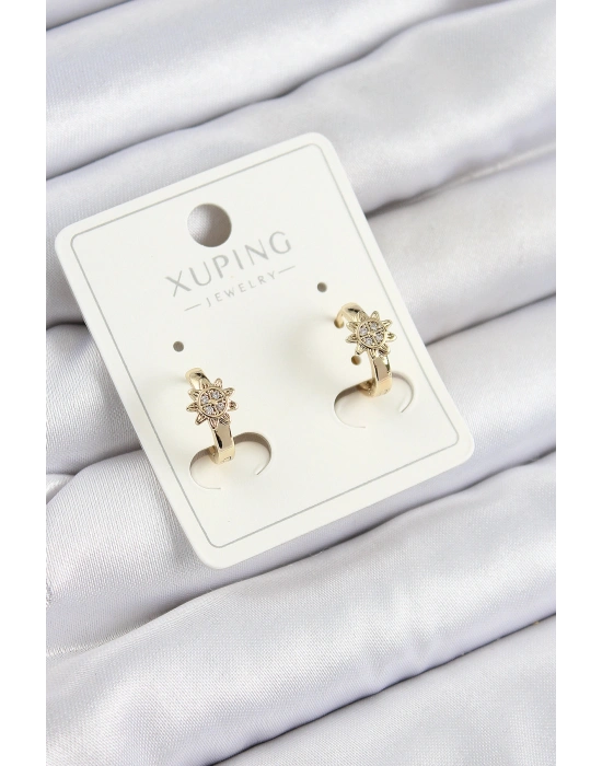 Xuping Zirkon Taşlı Çiçek Model Gold Renk Kadın Küpe