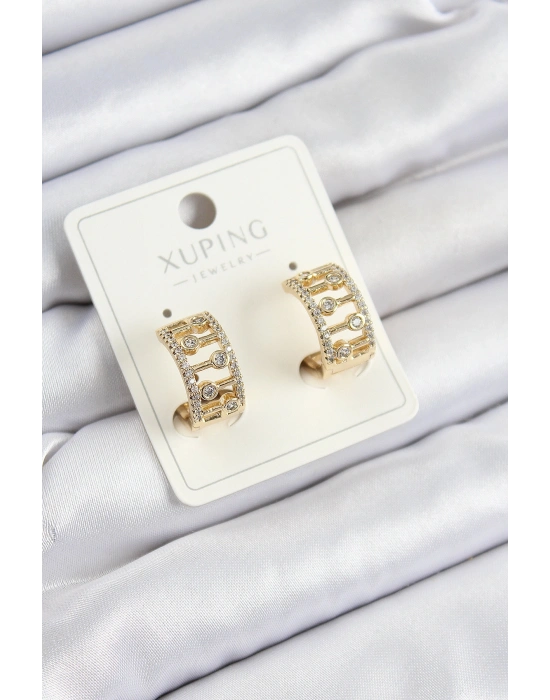 Xuping Zirkon Taşlı Çit Halka Model Gold Renk Kadın Küpe