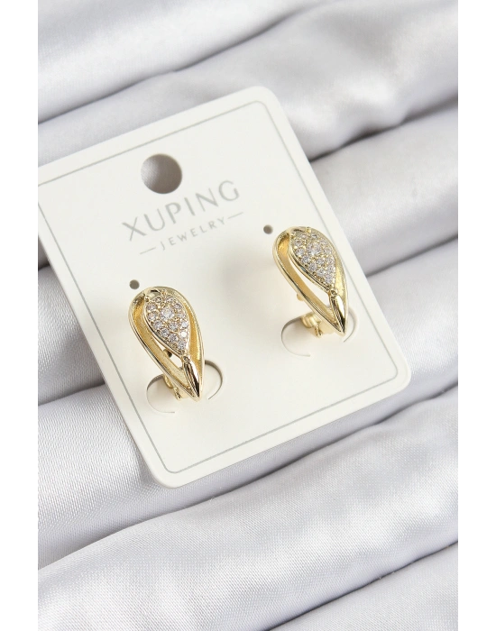 Xuping Zirkon Taşlı Damla Model Gold Renk Kadın Küpe