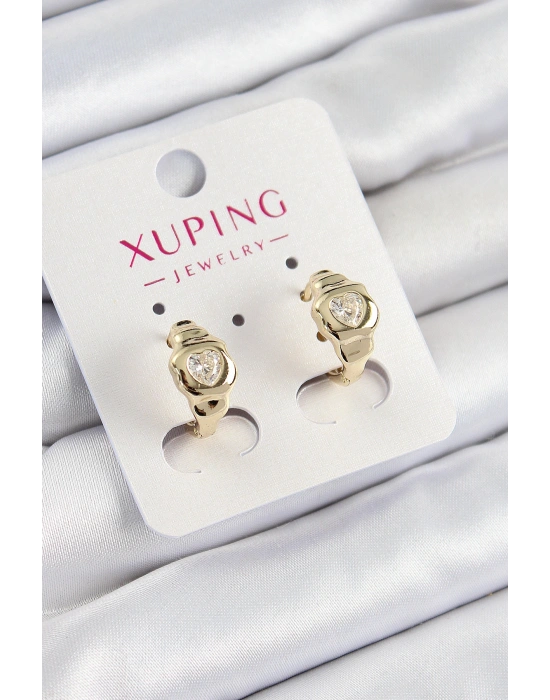 Xuping Zirkon Taşlı Kalp Model Gold Renk Kadın Küpe