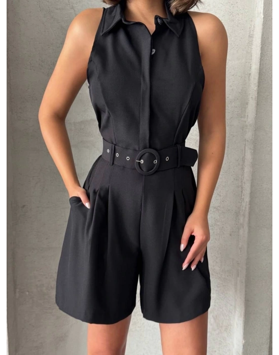 Yakalı şort tulum