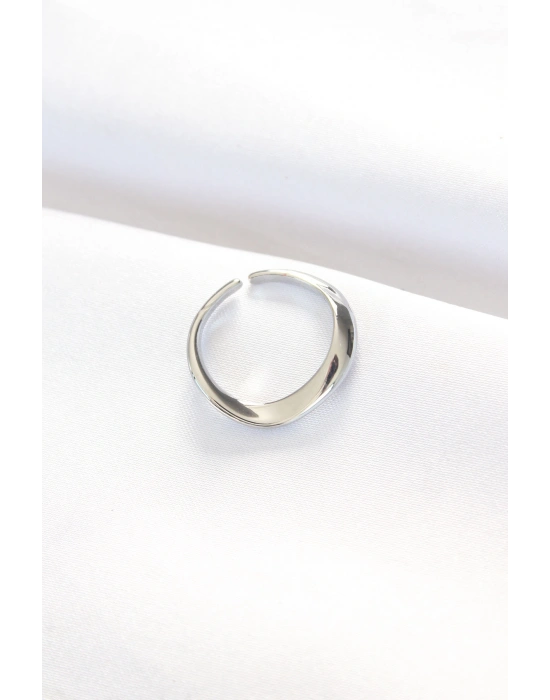 Yassı Silver Renk Ayarlanabilir Yüzük