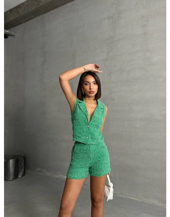 Yelekli şort takım Yeşil