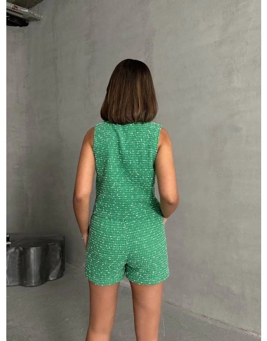 Yelekli şort takım Yeşil