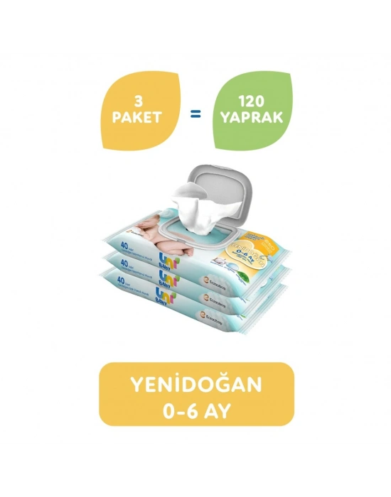 Yenidoğan Islak Havlu Mendil 3Lü 120 Yaprak